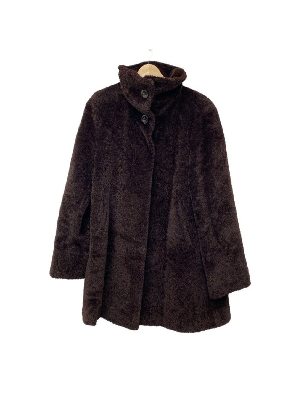 Max Mara Coat 42 M Dark Brown Alpaca Wool Long Sleeve Winter